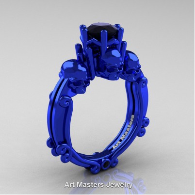 Art-Masters-Trinity-Skull-14K-Blue-Gold-1-Carat-Black-Diamond-Engagement-Ring-R513-14KBLGBD-P-402×402