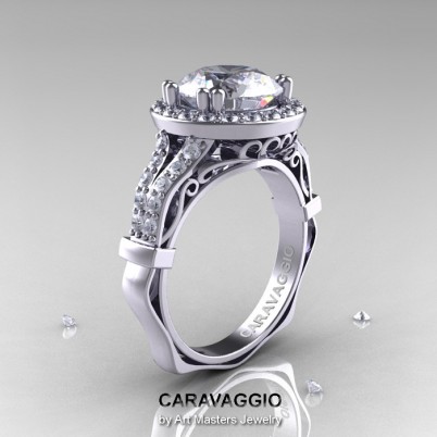 Caravaggio-14K-White-Gold-3-Carat-White-Sapphire-Diamond-Engagement-Ring-Wedding-Ring-R620-14KWGDWS-P-402×402