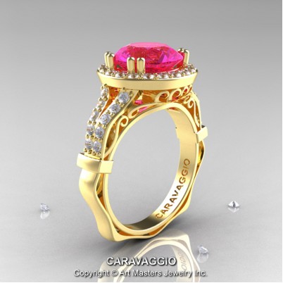 Caravaggio-14K-Yellow-Gold-3-Carat-Pink-Sapphire-Diamond-Engagement-Ring-Wedding-Ring-R620-14KYGDPS-P-402×402