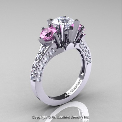 Classic-French-14K-White-Gold-Three-Stone-2-Ct-White-and-Light-Pink-Sapphire-Diamond-Solitaire-Wedding-Ring-R421-14KWGDLPSWS-P-402×402