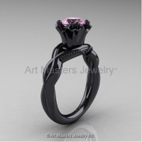 Faegheh Modern Classic 14K Black Gold 1.0 Ct Light Pink Sapphire Solitaire Engagement Ring R290-14KBGLPS