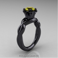 Faegheh Modern Classic 14K Black Gold 1.0 Ct Yellow Sapphire Solitaire Engagement Ring R290-14KBGYS