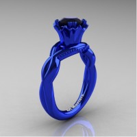 Faegheh Modern Classic 14K Blue Gold 1.0 Ct Black Diamond Solitaire Engagement Ring R290-14KBLGBD