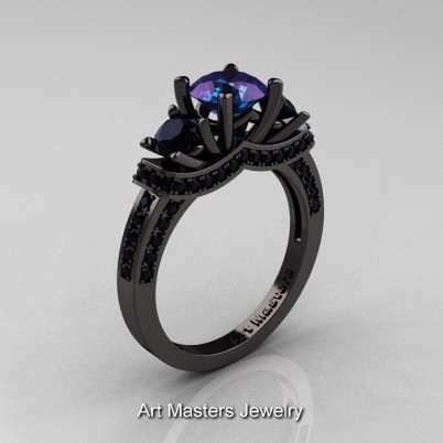 French-Black-Gold-Three-Stone-Alexandrite-Black-Diamond-Wedding-Ring-Engagement-Ring-Bridal-Set-R182-BGDBDAL-P-402×402