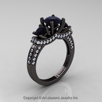 French-Black-Gold-Three-Stone-Black-White-Diamond-Wedding-Ring-Engagement-Ring-R182-BGDBD-P-402×402