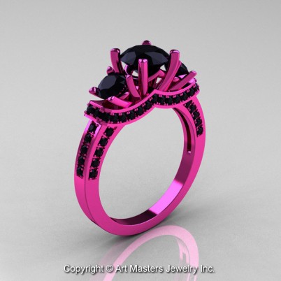 French-Pink-Gold-Three-Stone-Black-Diamond-Wedding-Ring-Engagement-Ring-R182-PGBD-P-402×402