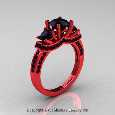 French-Red-Gold-Three-Stone-Black-Diamond-Wedding-Ring-Engagement-Ring-R182-RGBD-P-402×402