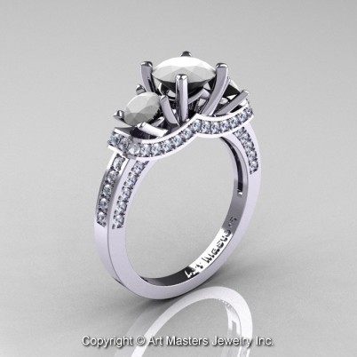 French-White-Gold-Three-Stone-White-Agate-Diamond-Wedding-Ring-Engagement-Ring-R182-WGDWA-P-402×402