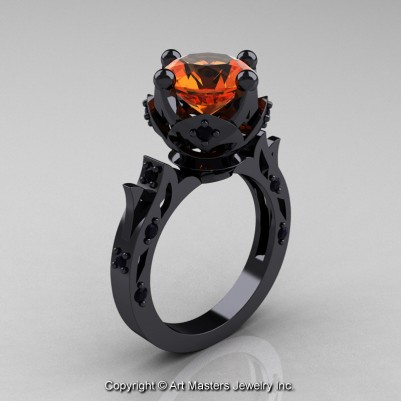 Modern-Antique-14K-Black-Gold-Orange-Sapphire-Black-Diamond-Solitaire-Wedding-Ring-R214-14KBGBDOS-P-402×402