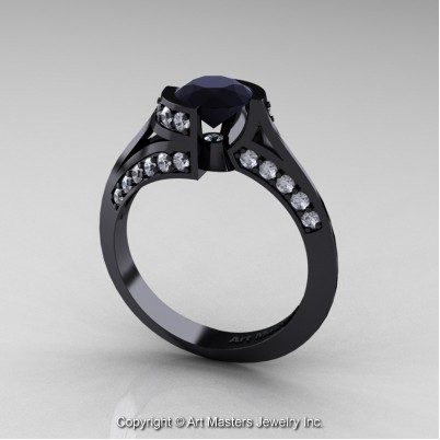 Modern-French-14K-Black-Gold-1-0-Carat-Black-and-White-Diamond-Engagement-Ring-Wedding-Ring-R376-14KBGDBD-P2-402×402