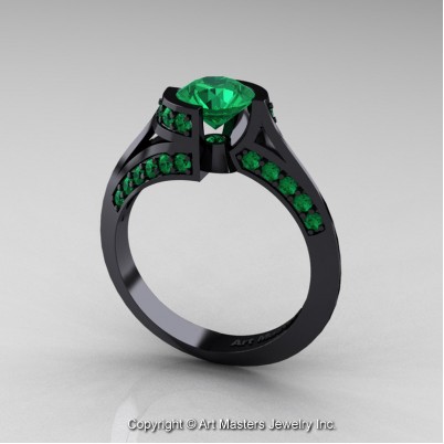 Modern-French-14K-Black-Gold-1-0-Carat-Emerald-Engagement-Ring-Wedding-Ring-R376-14KBGEM-P2-402×402