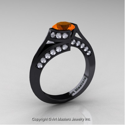 Modern-French-14K-Black-Gold-1-0-Carat-Orange-Sapphire-Diamond-Engagement-Ring-Wedding-Ring-R376-14KBGDOS-P1-402×402