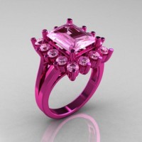 Modern Victorian 14K Pink Gold 4.0 CT Light Pink Sapphire Designer Engagement Ring R217-14KPGLPS