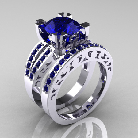 Modern-Vintage-White-Gold-Blue-Sapphire-Solitaire-Wedding-Ring-Set-R102-WGBS-P-700×700