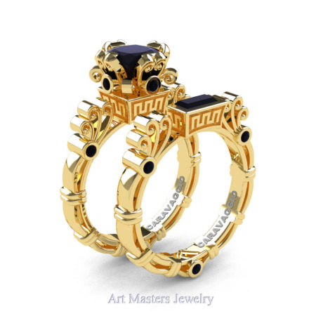 Art-Masters-Caravagio-14K-Yellow-Gold-1-5-Ct-Princess-Black-Diamond-Engagement-Ring-Wedding-Band-Set-R627S-14KYGBD-P