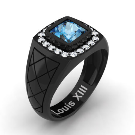 Louis-XIII-Modern-14K-Black-Gold-1-25-Carat-Princess-Blue-Topaz-Diamond-Wedding-Ring-R1131-14KBGDBT