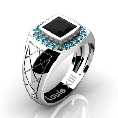Louis-XIII-Modern-14K-White-Gold-1-25-Carat-Princess-Black-and-Blue-Diamond-Wedding-Ring-R1131-14KWGBLDBD