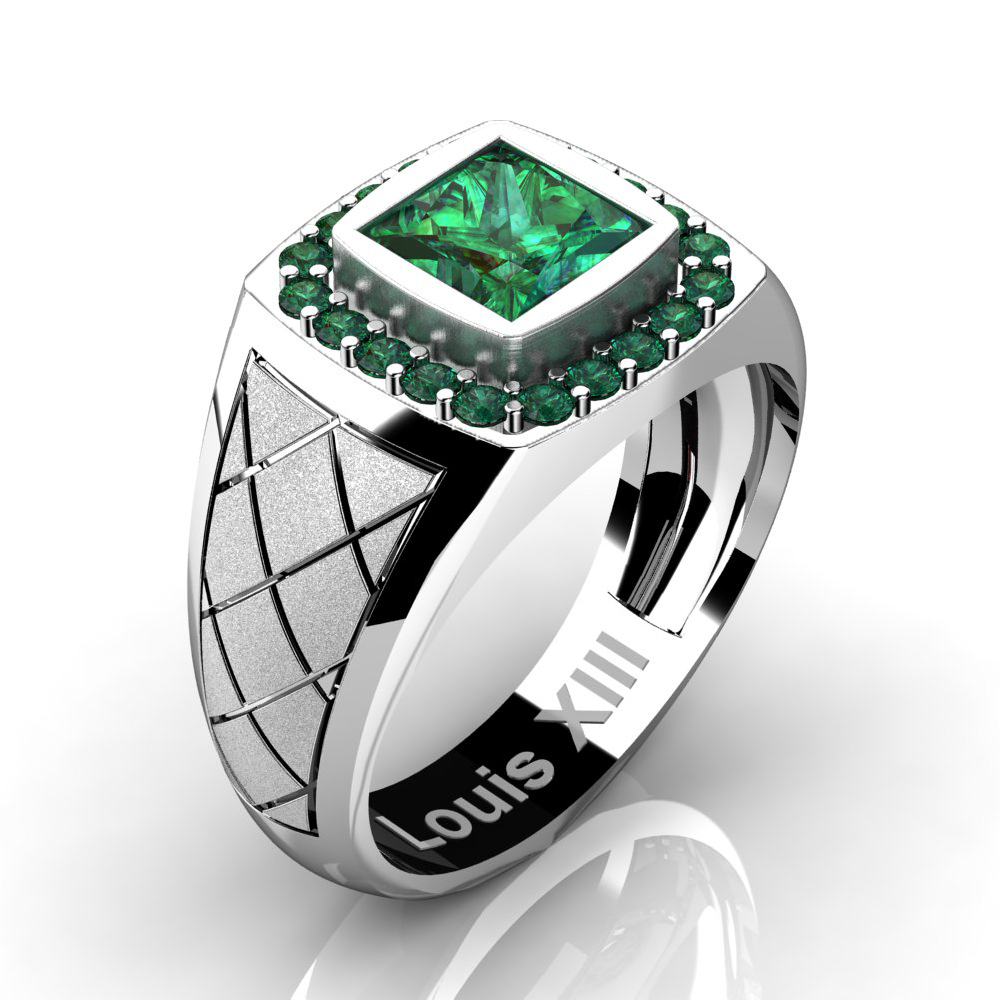 18K Mens Emerald Ring 2.35 ct. - Yellow Gold-vinhomehanoi.com.vn
