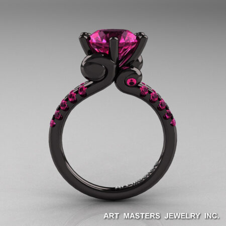 Natures-Classic-Black-Gold-3-Ct-Pink-Sapphire-Engagement-Ring-R239-BGPS-F